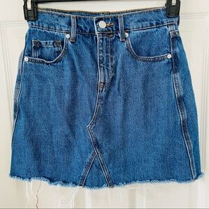 OLD NAVY high waisted denim cotton jean raw hem mini skirt size 0